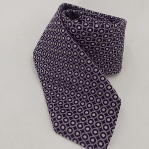 Penrose London Purple Medallion Silk Necktie Made‎ in England 59" 3" Wide